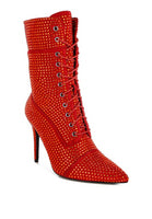 Bitetto Rhinestones Embellished Calf Boots