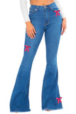 Bell Bottom Jean with Pink Ribbon detail Made in USA