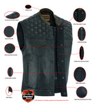 WHISKEY MOTORCYCLE MC STYLE VEST WITH HONEYCONE STYLE STITCHING CCW