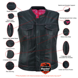 VIOLET PINK MC STYLE MOTORCYCLE CCW VEST FOR WOMEN